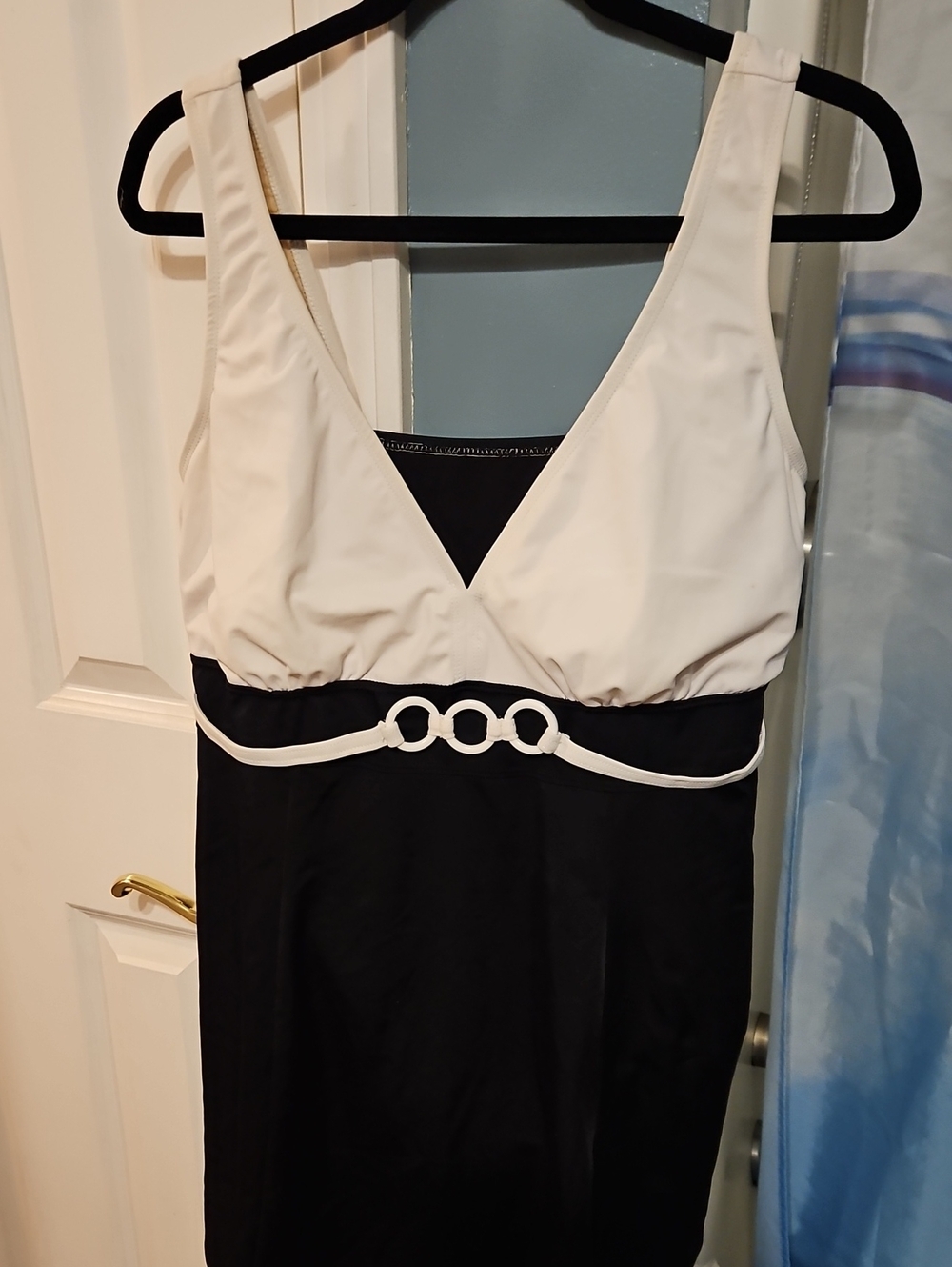 Women's One Piece Swimsuit. Plus Size 'Always For Me'. Black & White Padded